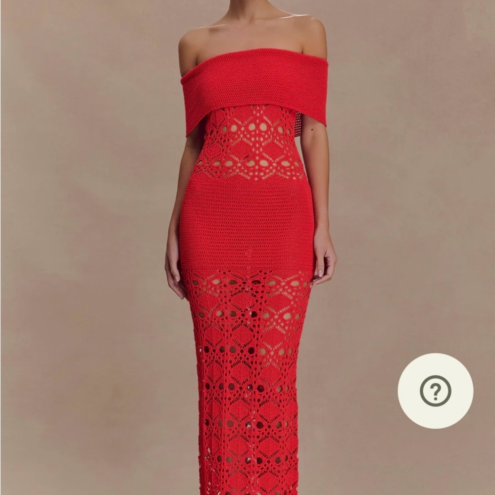 Meshki Strapless Red Crochet Dress new